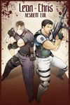  2boys absurdres capcom chris_redfield crimeglass gun highres knife leon_s_kennedy male male_focus multiple_boys resident_evil resident_evil_4 resident_evil_5 short_hair weapon x-teal2 