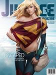  bag barcode blonde_hair bracelet cloud collarbone cover dc_comics detached_sleeves earrings fake_cover hand_on_hip jewelry lips magazine_cover no_bra see-through shoulder_bag single_sleeve sky solo stanley_lau supergirl thigh_gap 