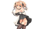  ass blonde_hair cleavage green_eyes maid miko_92 nopan original skirt skirt_lift thighhighs twintails white 