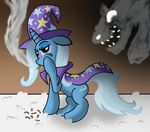  cape cigarette cutie_mark equine female feral friendship_is_magic fur hair half-closed_eyes hat homeless horn horse mammal my_little_pony pony purple_eyes semi-grimdark smoking snow trixie_(mlp) two_tone_hair unicorn wizard_hat ziemniax 