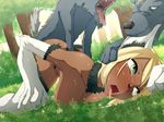  ahegao animal animal_ears bestiality biting blonde_hair blush breast_press breast_rest breasts cat_ears cat_tail dark_skin dog doggystyle drooling ear_biting ears fucked_silly gangbang grass green_eyes group_sex kemurihaku kneeling moaning monster_girl nature nude on_ground open_mouth outdoors rape restrained saliva sex source_request sweat tail tears tongue tongue_out top-down_bottom-up tree wolf 