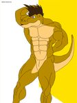  2013 abs anthro biceps bodybuilder dinosaur gay jonathan_alexander male maxime-jeanne muscles nude pecs plain_background pose reptile scales scalie solo theropod tyrannosaurus_rex vein white_background 