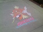  chalk english_text facial_hair fin fins fish humor magikarp male marine mustache nigel_thornberry nintendo open_mouth orange_scales photo pok&#233;mon pok&eacute;mon real scale scales sidewalk splashing teeth text tongue tooth unknown_artist video_games water 