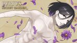  bad_id bad_pixiv_id black_eyes black_hair fate/extra fate_(series) flower highres julius_belkisk_harway male_focus official_style petals routo scar shirtless solo 