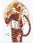  absurd_res anthro butt feline female hi_res looking_at_viewer mammal michele_light pinup pose solo tiger traditional_media 