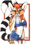  absurd_res anthro female hi_res looking_at_viewer pinup pose ringtail solo terrie_smith traditional_media 