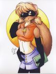  anthro female ferret hi_res looking_at_viewer mammal michele_light mustelid pinup pose solo traditional_media 