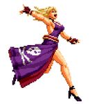  1girl 90s animated animated_gif blonde_hair bonne_jenet breasts dress fatal_fury game garou_mark_of_the_wolves high_heels lowres mark_of_the_wolves neo_geo pixel_art running shoes sideboob snk solo 