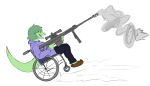 2024 alpha_channel anthro baryonyx clothing digital_drawing_(artwork) digital_media_(artwork) dinosaur disability eyelashes female footwear green_body green_hair green_scales grey_eyes gun hair hoodie i_wani_hug_that_gator long_tail olivia_halford open_mouth open_smile paraplegic prometheuzone ranged_weapon reptile rifle scales scalie shoes short_hair simple_background sitting slippers smile sniper_rifle solo spinosaurid tail theropod topwear transparent_background weapon wheelchair yellow_sclera