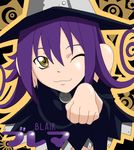  :3 artist_request blair hat one_eye_closed paw_pose solo soul_eater witch witch_hat yellow_eyes 