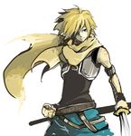  bad_id bad_pixiv_id bahamut_lagoon blonde_hair byuu male_focus scarf solo sword uzaki_(jiro) weapon 