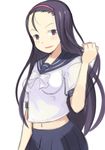  bad_id bad_pixiv_id black_eyes black_hair breasts hairband kumokawa_seria long_hair medium_breasts midriff navel school_uniform serafuku solo to_aru_majutsu_no_index yana 