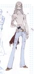  denim gun handgun headband highres jeans long_hair male_focus pants persona persona_3 revolver s&amp;w_500 sakaki_takaya scan shirtless smith_&amp;_wesson soejima_shigenori solo torn_clothes weapon 