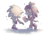  2boys animal_ears animal_nose artist_name bag bandaged_foot bandaged_hand bandages blue_fur blush child covering_own_eyes crying flower full_body furry furry_male gloves grass hand_up hands_up hedgehog hedgehog_ears hedgehog_tail highres holding holding_flower knuckles_the_echidna lazy_kun leaf looking_at_another male_focus mask mask_on_head multiple_boys open_mouth petals purple_bag purple_eyes purple_footwear purple_mask red_fur shadow shoes simple_background sneakers socks sonic_(series) sonic_the_hedgehog sonic_the_hedgehog_2_(film) spiked_gloves standing sunflower tail tears white_background white_gloves white_socks yellow_flower 
