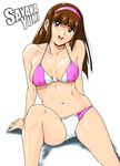  bikini hairband mazinger_z shiny shiny_skin shu-z simple_background solo swimsuit yumi_sayaka 