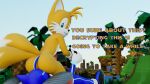 2_tails 3d_(artwork) anthro canid canine chrystix_(twintails3d) computer dialogue digital_media_(artwork) duo electronics english_text facesitting fan_character fox gesture hi_res lying male male/male mammal miles_prower multi_tail on_back sega sitting_on_another sonic_the_hedgehog_(series) tail text thumbs_up twintails3d