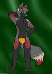 absurd_res aspen_(disambiguation) canid canine canis censored furry harikuran hi_res invalid_tag leaf male mammal pinup pose wolf