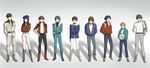  6+boys amuro_ray banagher_links belt beret boots christina_mackenzie ghost_in_the_shell ghost_in_the_shell_lineup ghost_in_the_shell_stand_alone_complex gundam gundam_0080 gundam_0083 gundam_08th_ms_team gundam_f91 gundam_unicorn gundam_zz haro hat highres jacket judau_ashta kamille_bidan kou_uraki lineup military military_uniform mobile_suit_gundam multiple_boys parody seabook_arno shiro_amada tori_(driftwood) uniform uso_ewin victory_gundam zeta_gundam 