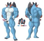 2023 5_fingers 5_toes abs absurd_res amphibian anthro anthrofied back_muscles balls barazoku belly biceps big_biceps biped black_eyes black_toes blue_back blue_body blue_butt blue_face blue_feet blue_legs blue_nipples blue_soles butt color_swatch countershade_belly countershade_torso countershading daddyfication digital_drawing_(artwork) digital_media_(artwork) fan_character feet fingers front_view generation_3_pokemon generation_6_pokemon genitals gills glans grabbing_own_penis hand_on_butt hand_on_own_butt hi_res humanoid_feet humanoid_genitalia humanoid_hands humanoid_penis looking_at_viewer male mammal manly mega_evolution mega_swampert model_sheet monotone_balls monotone_butt monotone_feet monotone_genitals monotone_legs monotone_penis mouth_closed muscular muscular_anthro muscular_legs muscular_male navel nintendo nipples no_nails nostrills nude orange_sclera pecs penis penis_grab pink_glans plantigrade pokemon pokemon_(species) pokemorph pose rear_view red_gills signature simple_background solard0gg0 solo sprite standing swampert toes two_tone_face white_balls white_belly white_body white_chest white_countershading white_face white_penis