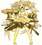  bad_id bad_pixiv_id gun monochrome oekaki original sketch skirt solo todoroki_sora twintails weapon yellow 