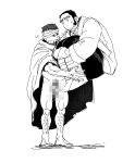  &lt;o&gt;_&lt;o&gt; 2boys bara beard_stubble buzz_cut carrying carrying_person censored cloak couple facial_hair golden_kamuy highres hugging_own_legs kasuke_(li_tgknk) lifting_person loose_hair_strand male_focus mature_male mosaic_censoring motion_lines multiple_boys naked_cloak ogata_hyakunosuke short_hair solid_circle_eyes sparse_leg_hair standing strong stubble sweatdrop tanigaki_genjirou thick_eyebrows toned toned_male turning_head very_short_hair yaoi 