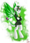 alpha_channel clothing cutie_mark equine golden_necklace green_eyes green_hair grin hair hoodie horn inmydefence looking_at_viewer male mammal my_little_pony necklace original_character plain_background rydah_hazard signature solo standing translucent transparent_background two_tone_hair winged_unicorn wings 