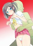  bad_id bad_pixiv_id blue_eyes brown_hair flat_chest hentai_ouji_to_warawanai_neko. inuga_anahoru nipples panties school_uniform shirt_lift short_hair side_ponytail skirt skirt_lift tsutsukakushi_tsukiko underwear 