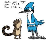  bird blank blue_jar blue_jay dialog english_text gay humor invalid_background kissing male mammal mordecai plain_background raccoon regular_show reneebadger rigby text verquilion white_background 