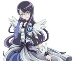  choker cure_moonlight dress elbow_gloves flower glasses gloves hair_ornament hairclip happy heart heartcatch_precure! long_hair magical_girl precure purple_eyes purple_hair ribbon single_elbow_glove single_glove sinko_(sinsin) smile solo tsukikage_yuri 