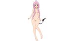  barefoot blush breasts cameltoe cleavage green_eyes lala_satalin_deviluke long_hair navel nipples nude pink_hair tail to_love_ru_darkness vagina white 