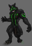  abs anthro balls biceps big_muscles big_penis black_fur black_nipples black_nose canine claws digitigrade fangs fur glowing glowing_eyes hindpaw humanoid_penis ishigray looking_at_viewer male mammal muscles nash_darc(character) nash_darc_(character) nipples nude paws pecs penis plain_background pose sheath simple_background solo standing teeth toe_claws toes toned uncut were werewolf wolf 