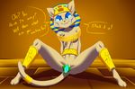  cat egyptian eyeofcalamity feline female looking_at_viewer mammal nipples pussy reptile scalie snake spread_legs spreading text vagina_dentata 