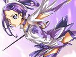  bad_id bad_pixiv_id boots choker cure_sword dodai_shouji dokidoki!_precure hair_ornament hairpin jewelry kenzaki_makoto long_hair magical_girl object_namesake ponytail precure purple purple_choker purple_eyes purple_hair purple_skirt skirt solo spade_(shape) sword weapon 