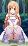  asuna_(sao) censored fujirin highres peeing pussy spread_legs sword_art_online tree 