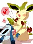  &lt;3 ambiguous_gender balls duo eeveelution feral glaceon leafeon licking male nintendo open_mouth oral penis plain_background pok&#233;mon pok&eacute;mon rate rate_mame spread_legs spreading tongue video_games white_background 