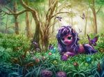  blue_eyes butterflies butterfly equine female forest horse insect mammal my_little_pony outside pony solo stupjam tree 