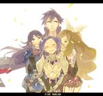 3girls armor bad_id bad_pixiv_id blue_eyes blue_hair cynthia_(fire_emblem) family father_and_daughter fire_emblem fire_emblem:_kakusei green_hair husband_and_wife hyakuhachi_(over3) krom lucina mother_and_daughter multiple_girls siblings sisters sumia twintails 