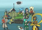  4boys 4girls aeon_(skullgirls) annie_(skullgirls) annie_of_the_stars beowulf_(skullgirls) black_hair blazing_metal_stranger blush dark_skin drunk egyptian fin fins glasses goggles green_hair hourglass isaac_(skullgirls) military_vehicle minette_(skullgirls) monster_girl multiple_boys multiple_girls panzerfaust_(skullgirls) pink_hair red_eyes sagan_(skullgirls) short_hair skullgirls stanley_whitefin stuffed_toy tank the_hurting white_hair 