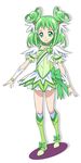  boots choker crossdressing curly_hair dokidoki!_precure double_bun full_body gloves green_eyes green_hair green_skirt hair_ornament hair_ribbon heart jewelry magical_girl male_focus nyjee otoko_no_ko precure ribbon saotome_jun short_hair simple_background skirt solo what_if white_background 