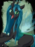  crown female feral friendship_is_magic green_eyes green_hair hair horn lightria my_little_pony nymph queen_chrysalis_(mlp) solo tongue tongue_out wings 