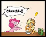  applejacks blonde_hair blue_eyes cereal cowboy_hat cutie_mark duo english_text female feral freckles friendship_is_magic green_eyes hair hat my_little_pony navel open_mouth pink_hair pinkie_pie_(mlp) text vicse 