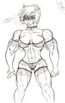  biceps cute female horn mammal muscles muscular_female nude panties reina rhinoceros solo underwear 