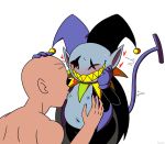  &lt;3 areola bald blush cape clothed clothing deltarune faceless_male hand_on_body hand_on_head hat headgear humanoid imp jester jevil_(deltarune) kuruko looking_down looking_pleasured male male/male mostly_nude navel nipple_suck nipples not_furry nude one_eye_closed pants pointy_ears sharp_teeth shirt slightly_chubby smile standing sucking sweat teeth video_games yellow_eyes 