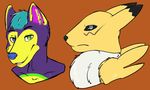  anthro black canine digimon duo face fox fur herm intersex invalid_color male maleherm mammal pink pinki-husky purple purple_fur renamon white white_fur wiskar yellow yellow_fur 