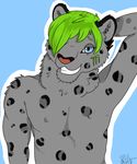  body feline green_hair hair herm intersex invalid_tag leopard male maleherm mammal rainbow snow_leopard snowfluffy xmass 