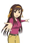  absurdres brown_eyes brown_hair hairband highres long_hair non-web_source open_mouth ribbon sunday suzumiya_haruhi suzumiya_haruhi_no_yuuutsu 