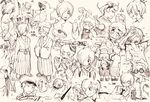  :d bad_id bad_pixiv_id beige_background blush character_request full_body hair_over_one_eye inazuma_eleven_(game) inazuma_eleven_(series) japanese_clothes kimono long_sleeves looking_at_viewer male_focus monochrome motojima_hakka multiple_boys open_mouth simple_background sketch skirt smile standing sweatdrop upper_body yukata 