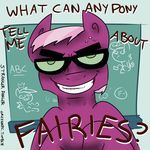  chalkboard cheerilee_(mlp) crossgender denzel_crocker english_text equine eyewear fairly_oddparents friendship_is_magic fur glasses hair horse male mammal my_little_pony navel parody pink_hair pony purple_fur smile solo strangerdanger text two_tone_hair 