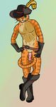  anthro balls biceps boots brown_fur cat feline flaccid footwear fur green_eyes hat invalid_tag male mammal muscles nude orange_fur pecs penis pinup pose presenting puss_in_boots sheath solo standing tan_fur theshortone 