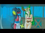  anthro blush bottomless breasts bridge bridges brown_eyes confession couple duo eeveelution embarrased embarrassed female leafeon letterbox looking_away luxray male mist nervous nintendo nipples nude pok&#233;mon pok&#233;morph pok&eacute;mon rain tydrian video_games waiting 